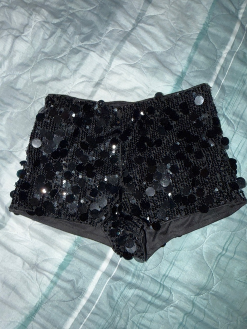 Black Sequin High Waist Women’s Shorts
